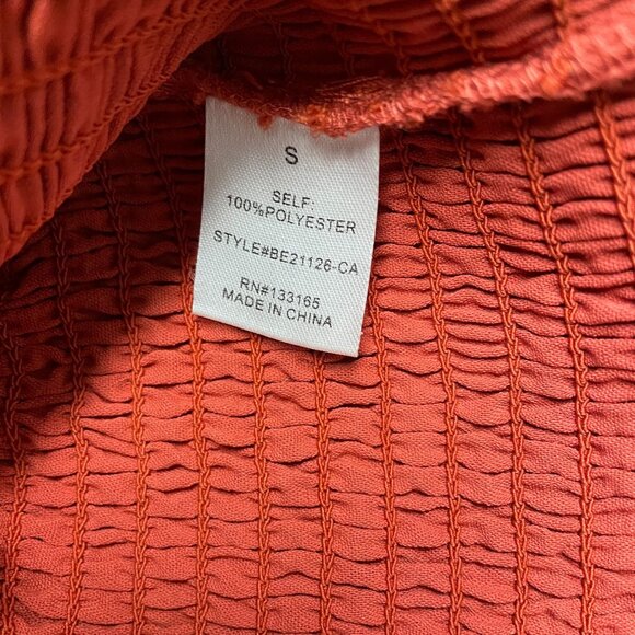 ALTAR'D STATE BLOUSE CROP RUFFLE SMOCKED V-NECK FEMININE FLOUNCE SIZE S RUST - Picture 4 of 7